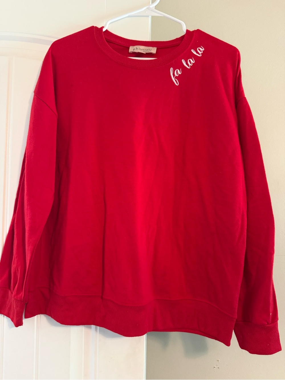 Philosophy Red 'fa la la' Crewneck Sweatshirt
